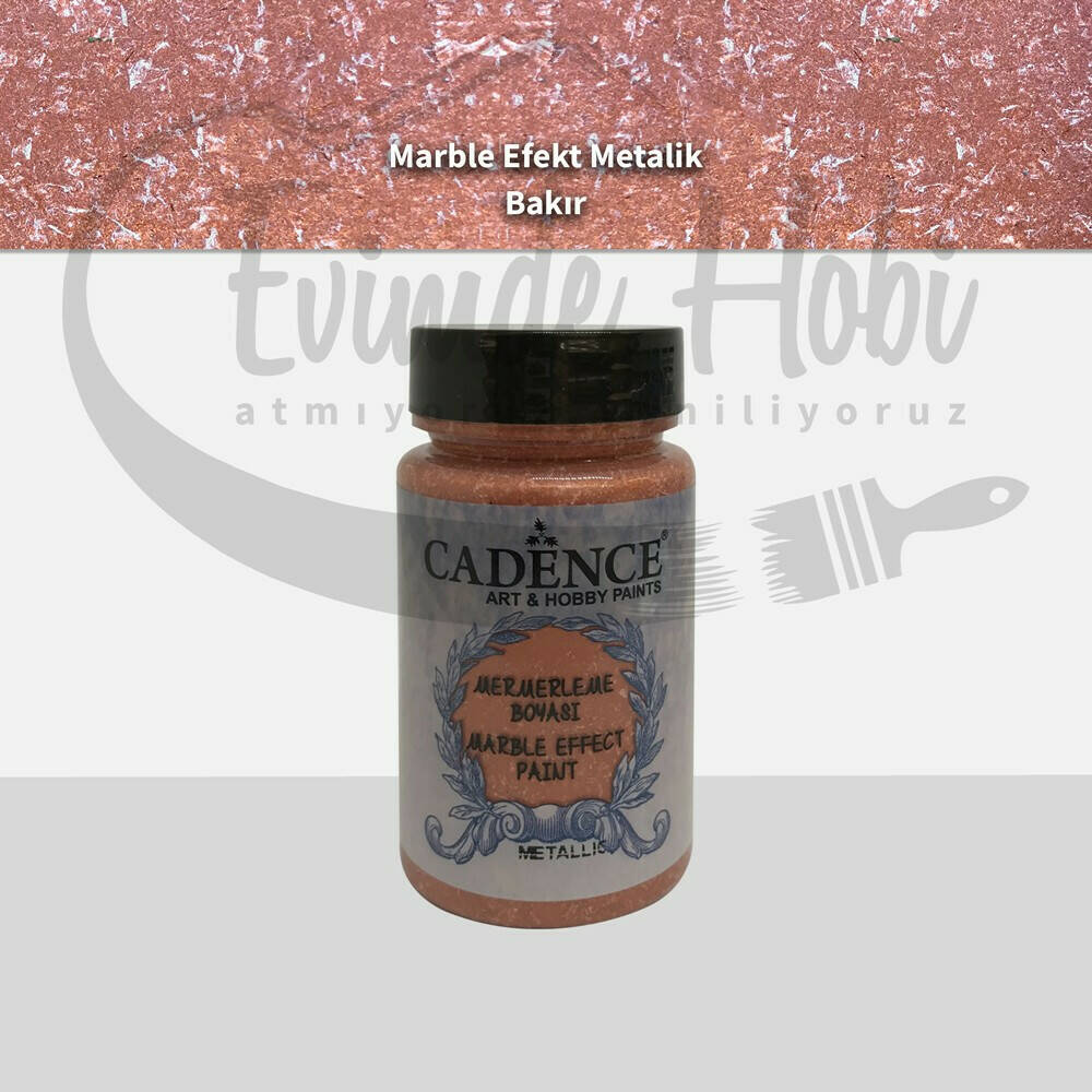 Cadence Metalik Mermer Boyası Bakır 90ML EvimdeHobi
