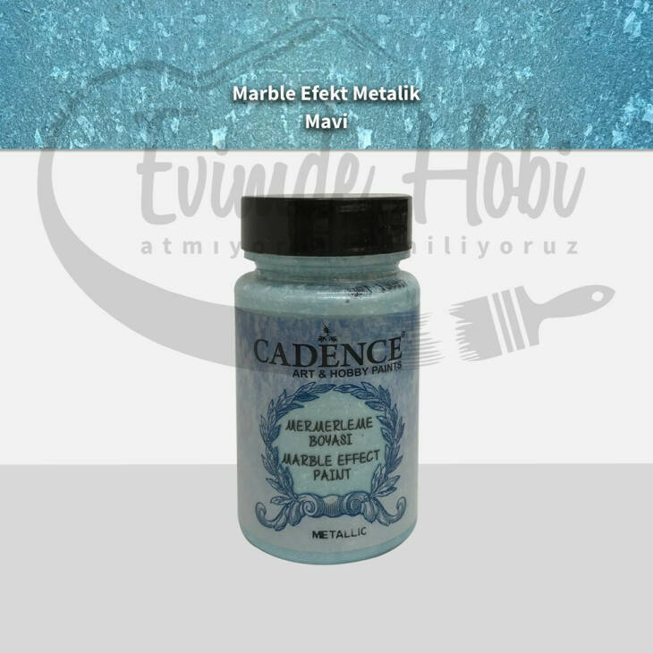 Cadence Metalik Mermer Boyası 113 Mavi 90ML EvimdeHobi